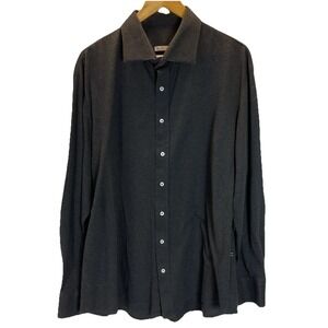 Rye 51 Size XL Mens Haydin Shirt Charcoal Gray Button Front Long Sleeve Cotton‎